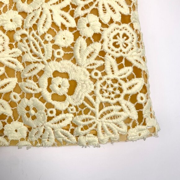 Miu Miu Yellow Floral Lace Mini Skirt Size 36 Made In Italy 100% Polyester Linin - Picture 7 of 9
